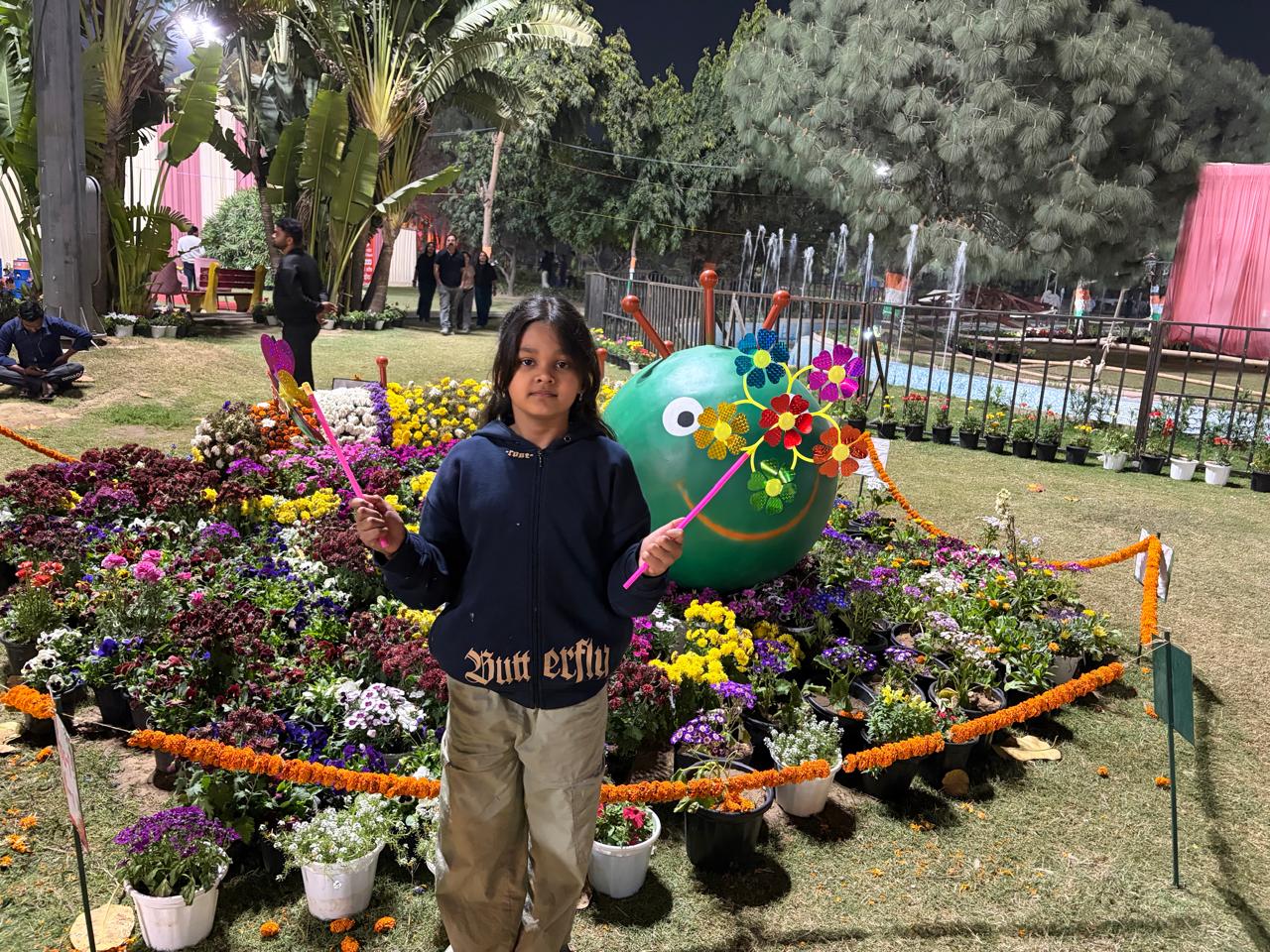 Flower garden display with colorful seasonal plants